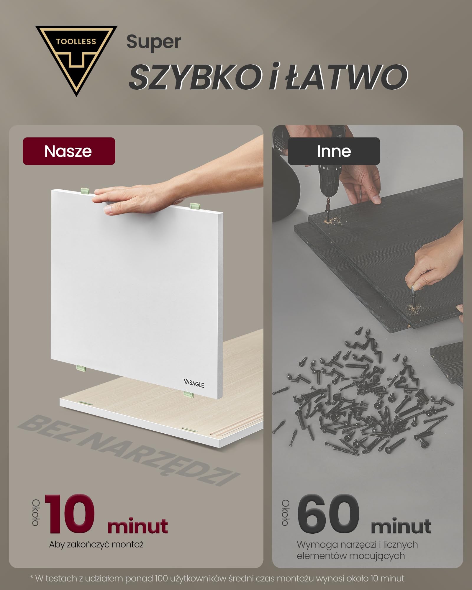 VASAGLE Superszybki, beznarzędziowy montaż, szafka RTV do telewizorów do 60 cali, szafka pod telewizor salonu, 140 x 39 x 45 cm, technologia beznarzędziowa, chmura biało-naturalny beż LTV466W01