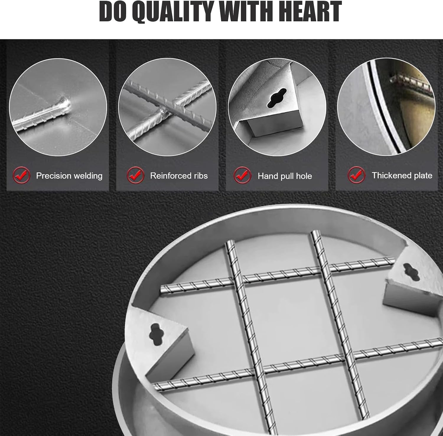 Stainless Steel Round Access Cover & Frame Flush Design for Septic Tanks Hidden Embedded Lid for Garden Pavers & GrassOutdoor Solution