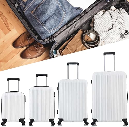 Miniatura 2 de 4 piezas equipaje conjuntos ligero ABS durable maleta Spinner ruedas Hardshell viaje maletas, Blanco leche, Equipaje ligero e impermeable con rueda