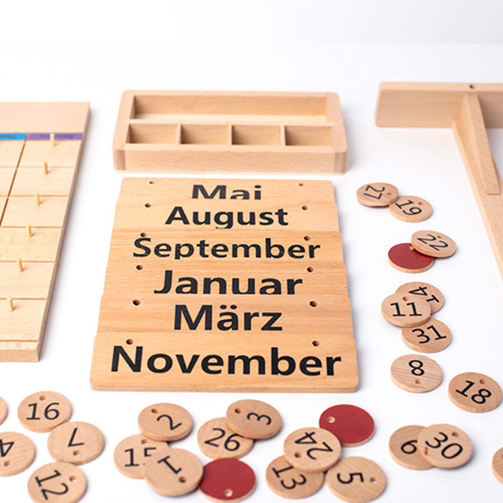 Calendario perpetuo de madera, calendario de madera para niños, calendario magnético de juguete de madera, estaciones de aprendizaje para niños, meses y días del año