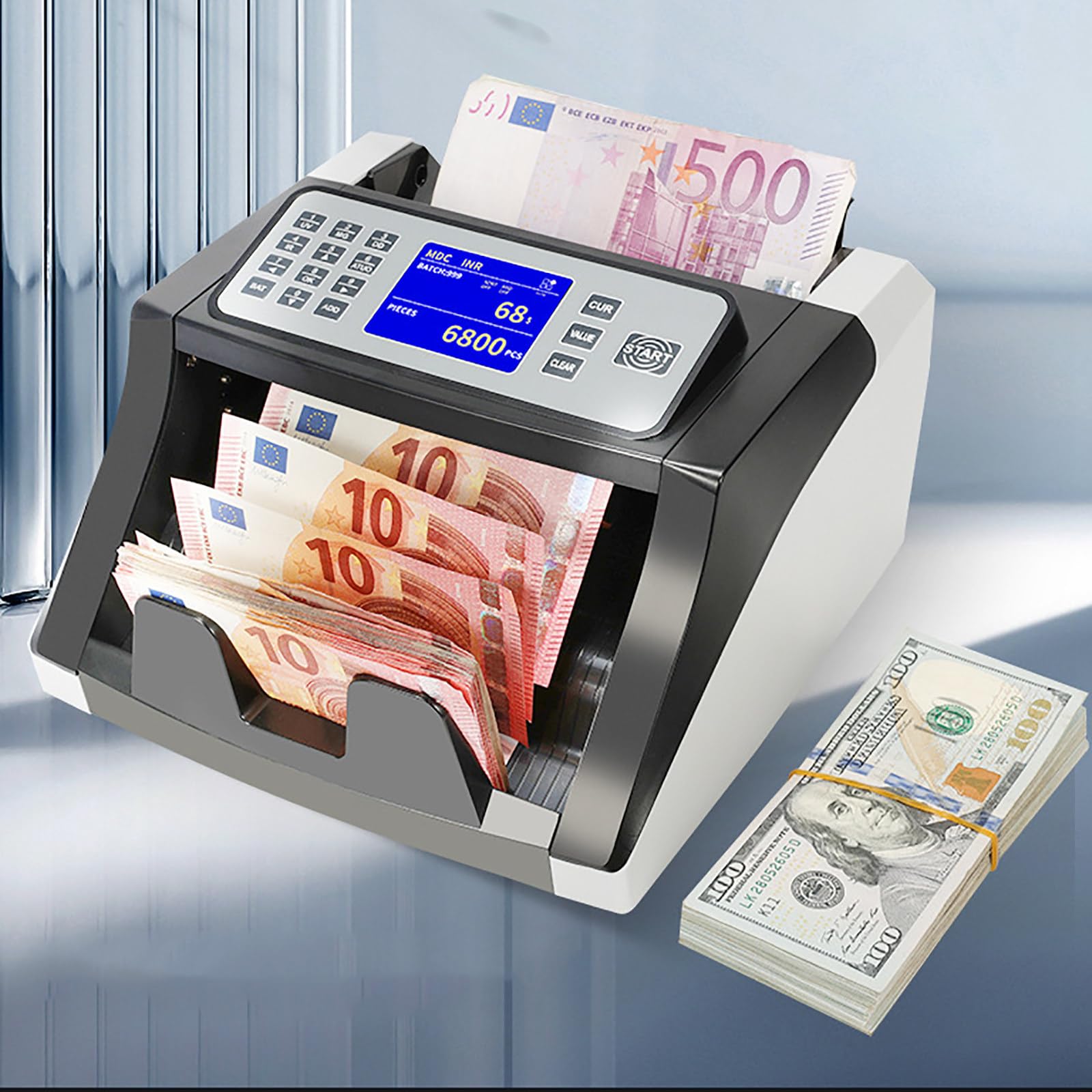 Przenośna Liczarka Pieniędzy,Liczarka Gotówki,Z Wyświetlaczem Lcd,Liczenie/Kumulowanie/Ustawianie/Sumowanie,Wykrywanie Fałszywych Banknotów Uv/Mg/Ir,1000 Banknotów/Min,Do Użytku Biznesowego