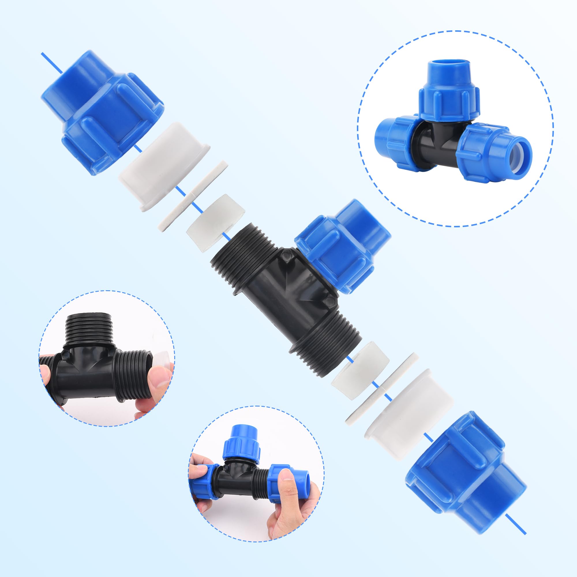 PE Rohr Verbinder Set 25mm - 5-tlg. Für Bewässerung & Garten