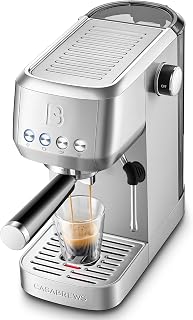 CASABREWS 3700 Essential 20-Bar Espresso Machine with Milk Frother - Stainless Steel Cappuccino Latte Maker, 43.9oz Tank