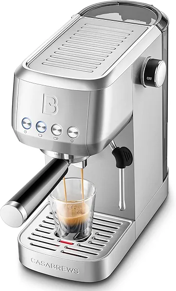 CASABREWS 3700 Essential Espresso Machine 20 Bar, Stainless Steel Cappuccino & Latte Machine with Steam Frother for Home, 43.9oz Water Tank, Silver A-Silver