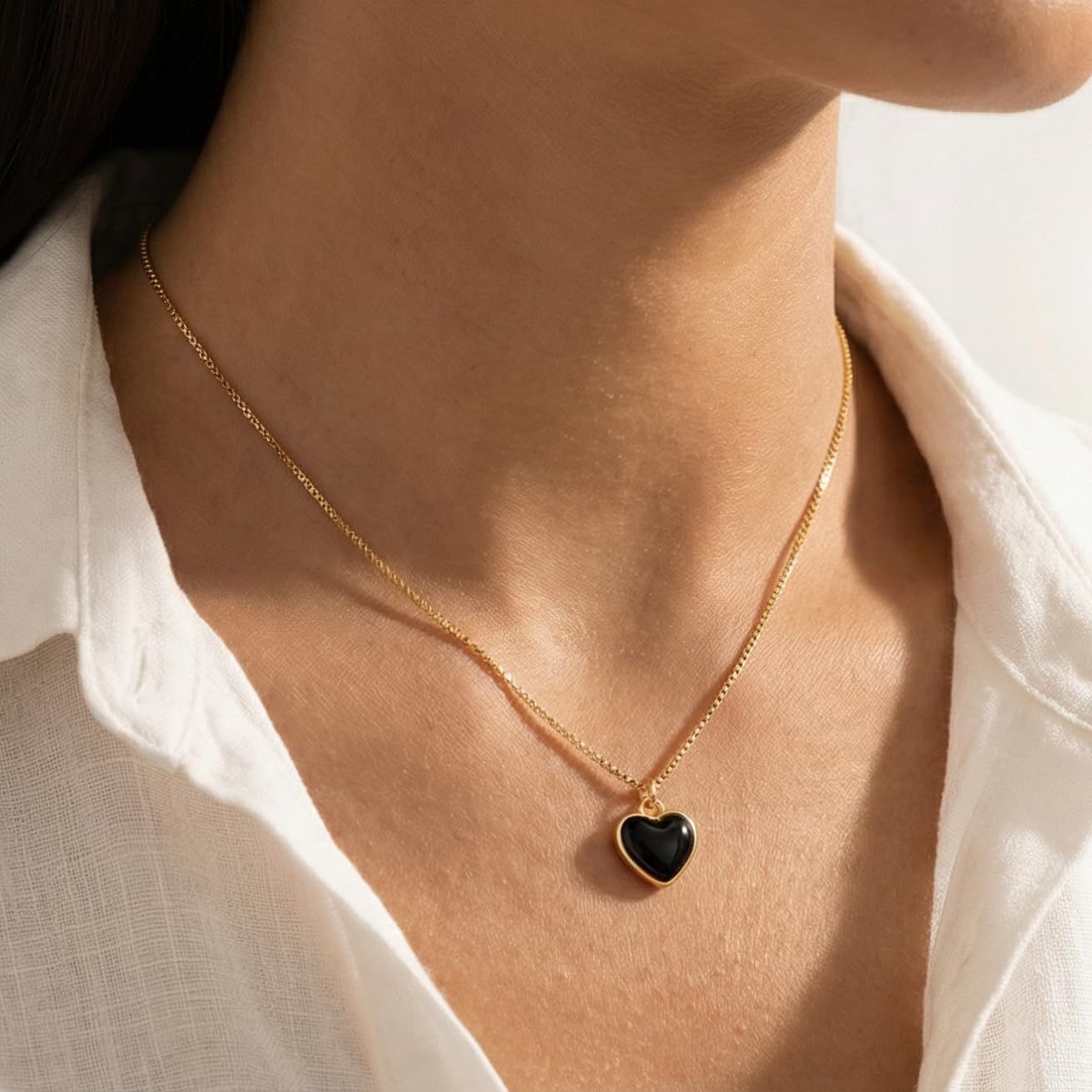 SLUYNZ Solid 925 Sterling Silver Black Heart Necklace for Women Teens Love Heart Necklace Chain