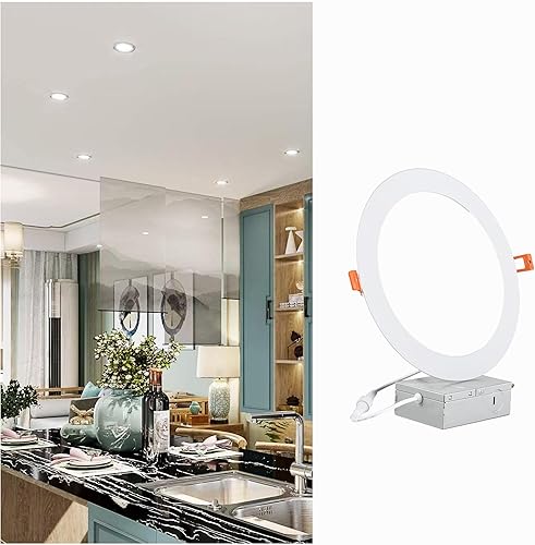 Luz empotrable LED de 8 pulgadas con caja de conexiones, 1 paquete de iluminación LED empotrable ultrafina. Luz diurna de 6000 K, 18 W 110 V