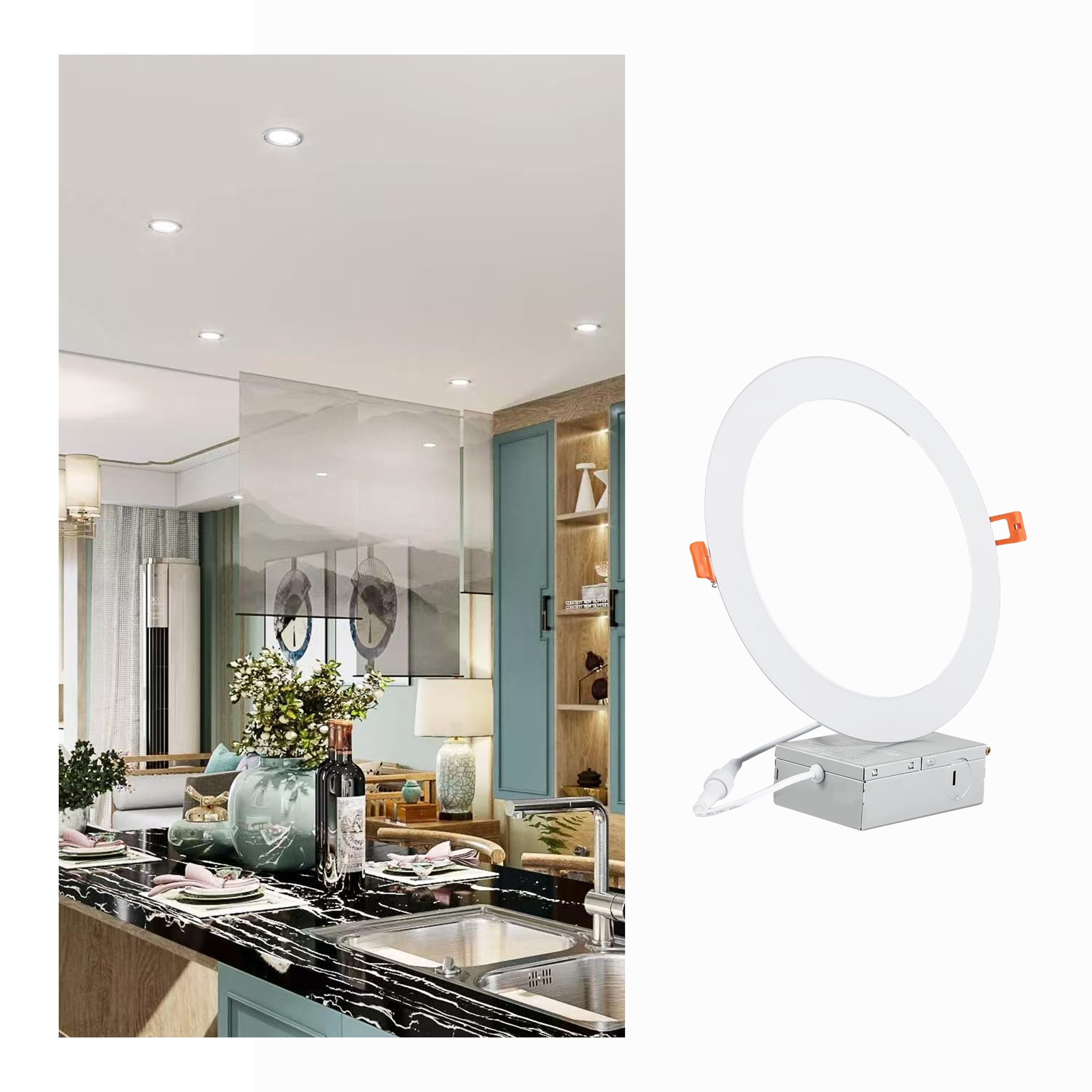 JARLSTAR 8 Inch LED Recessed Light with Junction Box, 1Pack Ultra