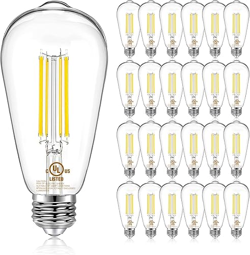 Miniatura 8 de DAYBETTER Paquete de 12 bombillas LED Edison vintage, bombilla LED E26 equivalente a 60 W, bombillas LED regulables, alto brillo 800 LM, blanco