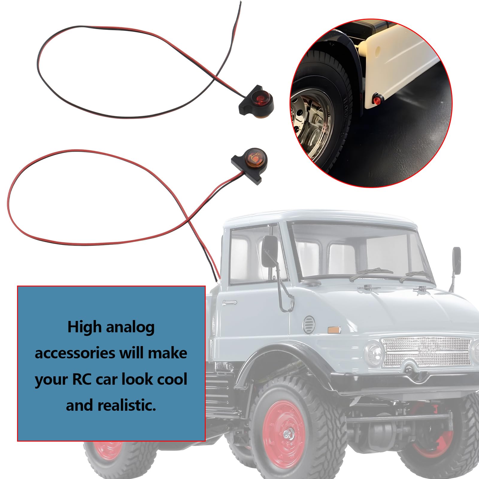 Create idea 1 Pair Dual Color Marker Lights 1/14 RC Car Side Position Lights for DIY RC Tractor Truck Trailer Model Car Compatible with T-amiya - Image 3