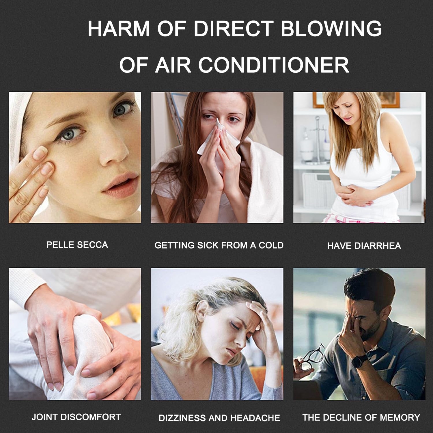 Central Air Conditioning Deflector, Ceiling Air Conditioner Wind Deflector, Prevent Direct Blow, Inclinazione Angle Adjustable, Installazione Facile (4 Pack)