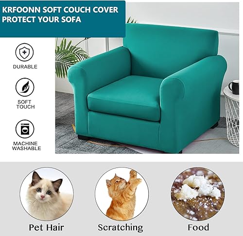 Miniatura 4 de KRFOONN Funda de sofá de 2 piezas con estampado, fundas elásticas para sillón, protector de muebles con parte inferior elástica para sala (Sillón,