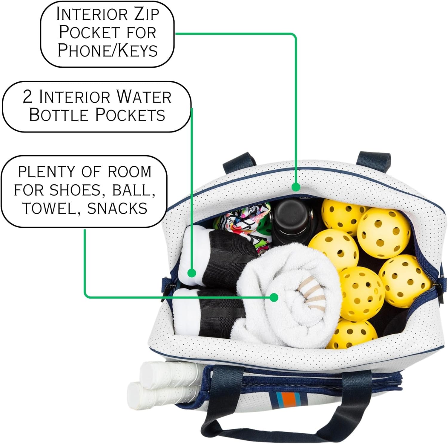 Brooklyn Pickleball Bag - Women's Pickleball Bag with fence hook, Quality Construction, Functional And cute Design