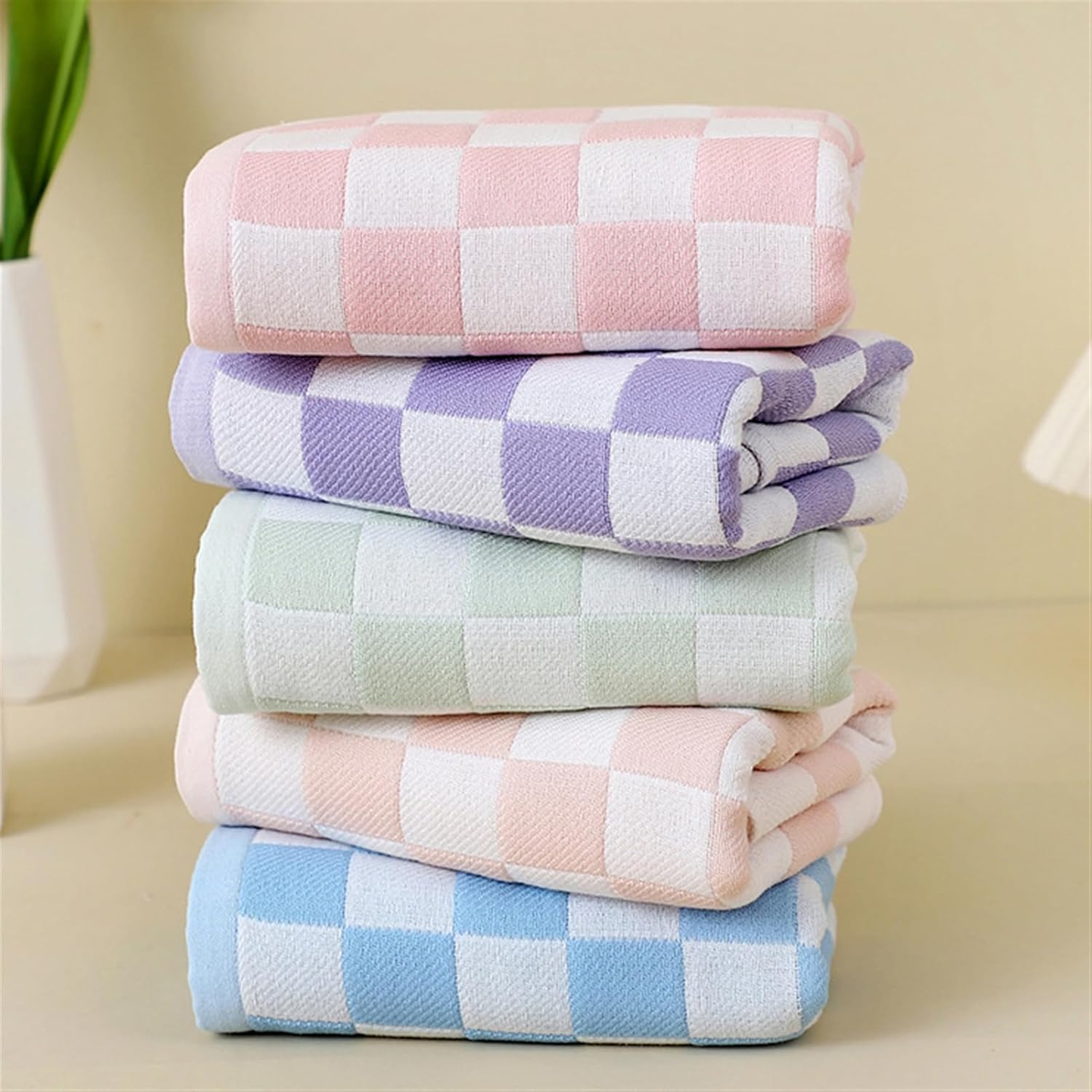 SK Studio 6 Piece Bath Towels Set for Bathroom, 2 Bath Towels, 2 Hand Towels, and 2 Wash Cloths, Cotton Highly Absorbent Towels for Bathroom, Sports, and Hotel, Pink