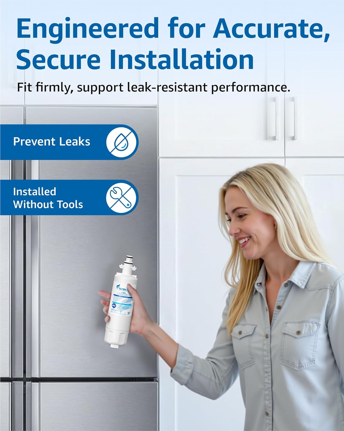 Filterlogic 469690 ADQ36006101 Refrigerator Water Filter, Replacement for LG® LT700P®, Kenmore® 9690, 46-9690, 469690, ADQ36006102, LT700PC, WSL-3, LFXS30766S, LFXC24726D, Pack of 3