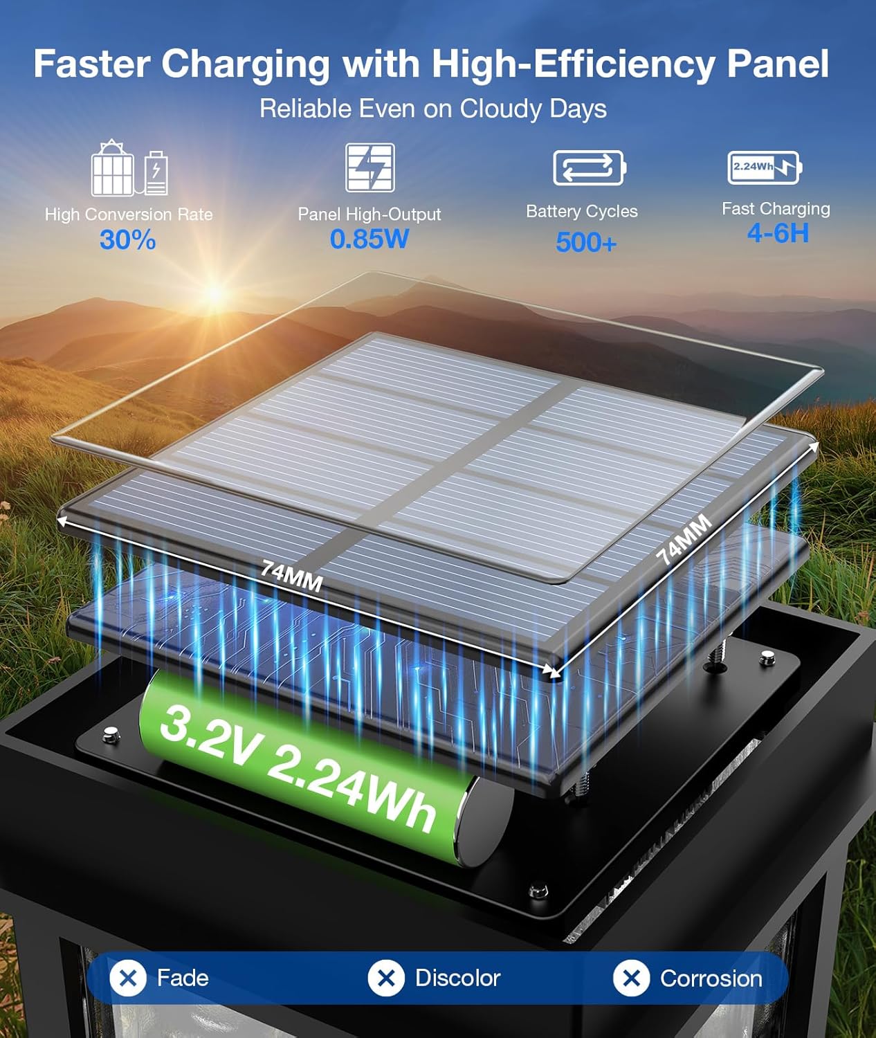 XMCOSY+ Solar Pathway Lights Outdoor, Adjustable Warm & Cool White, 50 Lumens Bright Garden Lights, 6 Pack IP65 Waterproof Landscape Lighting, Outside Lights for Front Yard Lawn Walkway Driveway Patio