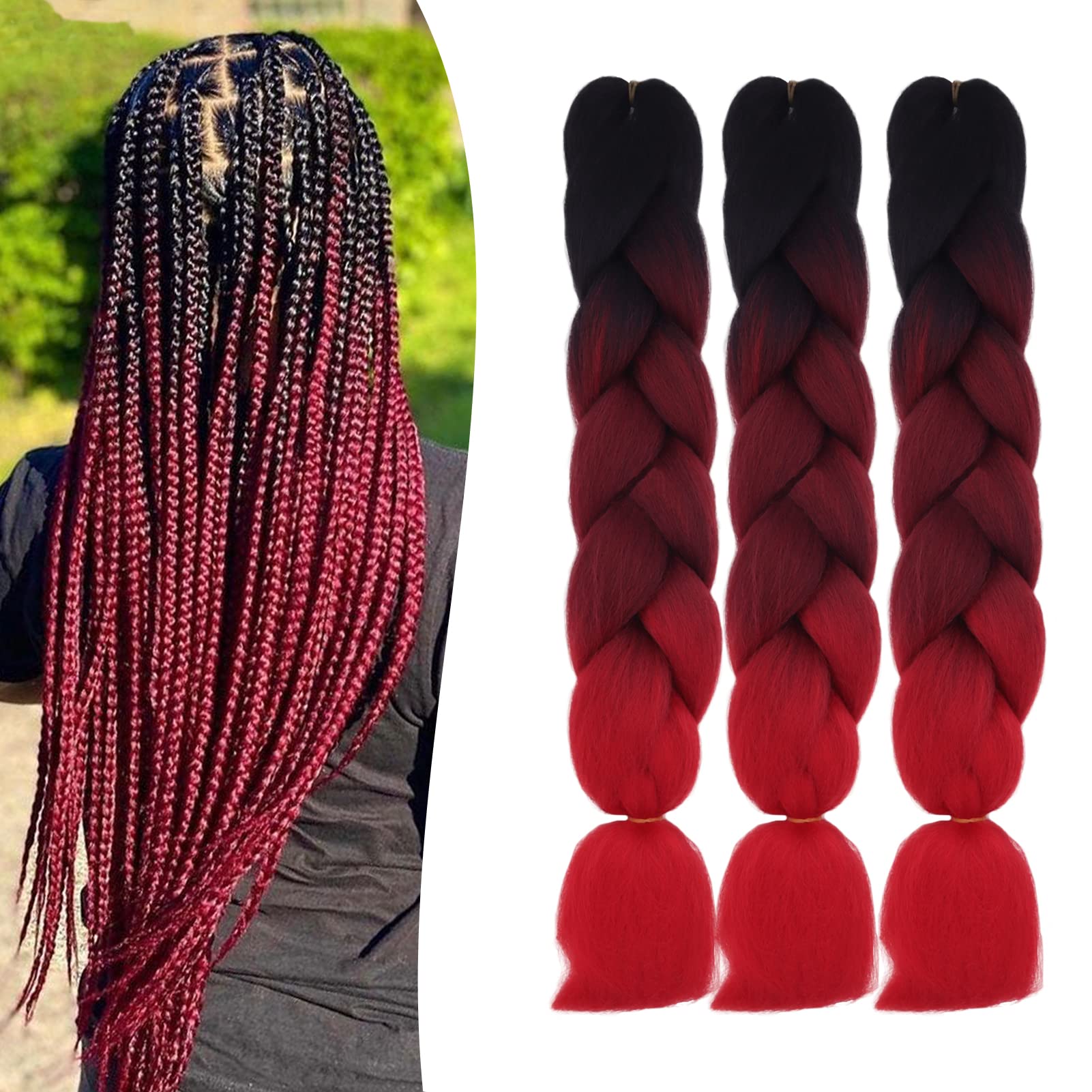 24inch Jumbo Braids Hair Extensions Ombre Braiding Hair Synthetic 3Pieces/lot Crochet Twist High Temperature African Box Braids, Sapphire Blue — view 46