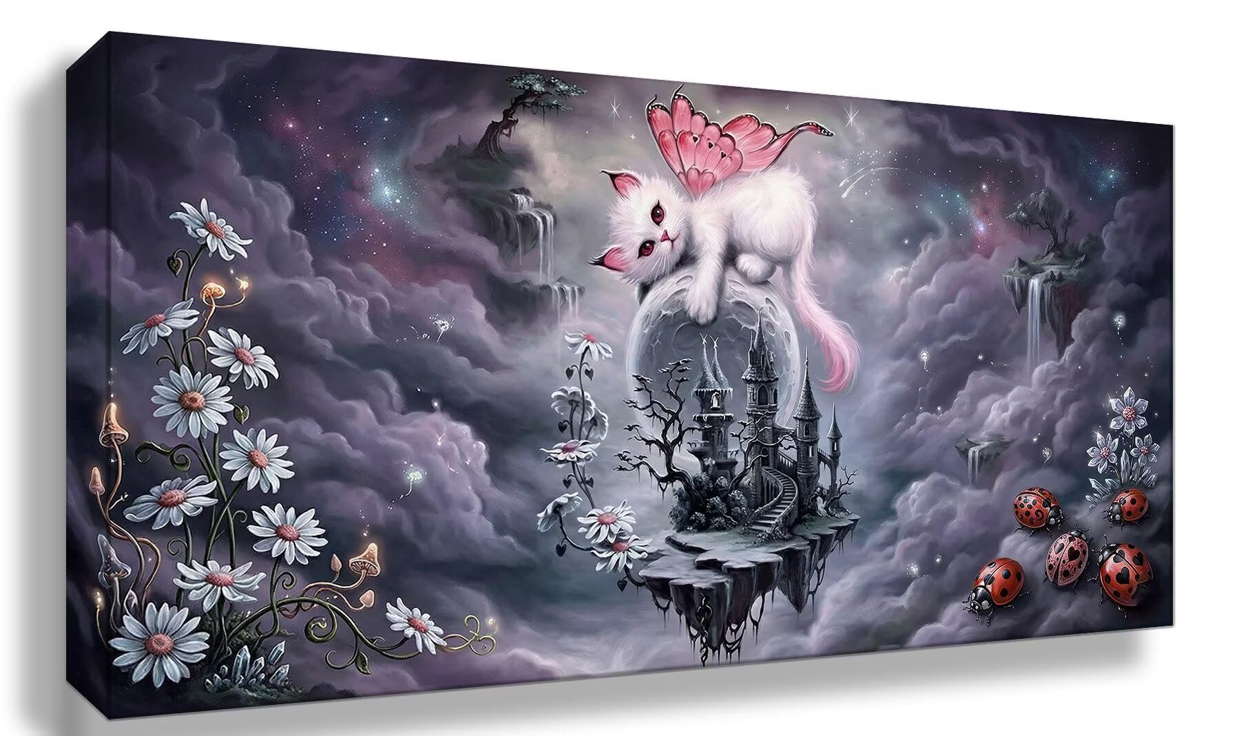 Diamond Painting Katze Diamant Painting Bilder Schmetterling Eckige Steine Full Drill DIY Set Erwachsene Diamanten Kreatives für Erwachsene Mosaik Bastelset für Home Decor Wand Deko, 60x120cm, Cod-936