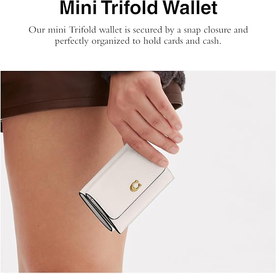 Coach Polished Pebble Leather Essential Mini Trifold Wallet