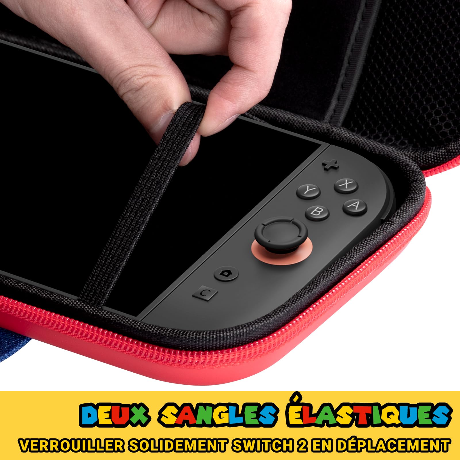 PALPOW Pochette de Transport Compatible avec Nintendo Switch 2, Housse Protection avec 10 Rangements pour Cartridges de Jeux, Etui à Coque Rigide et Stockage - Rouge Bleu