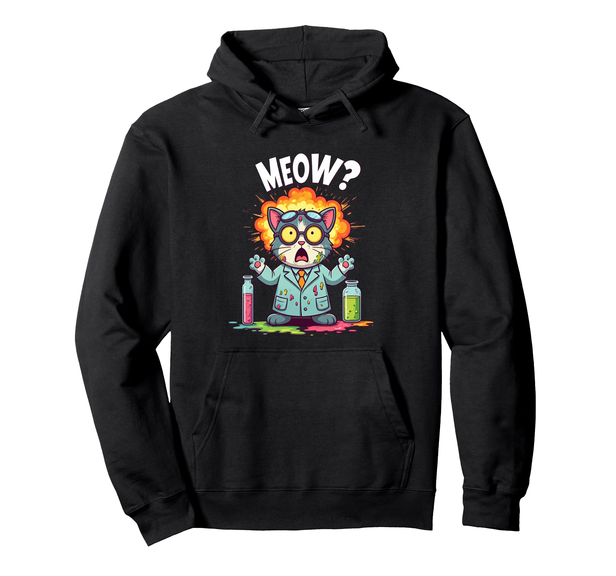 Mad Scientist Cat Meow-tastic Experiment Gone Wrong Pullover Hoodie