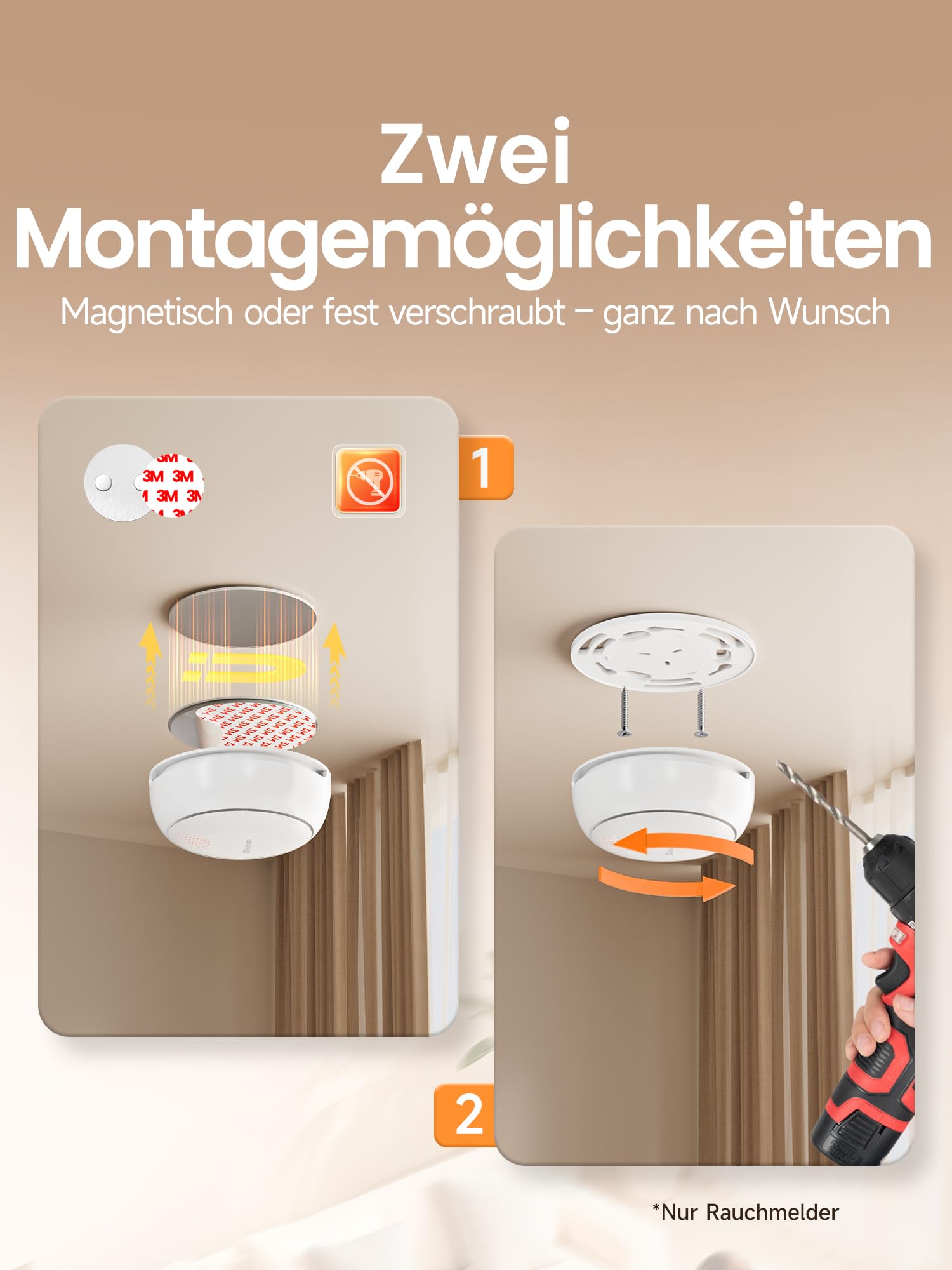 Heiman Lot von 11 Smart Rauchmeldern mit Gateway, 10 Jahre Batterie, Q-Label & EN 14604, Funkrauchmelder mit Magnethalterung für große Häuser, Weiß