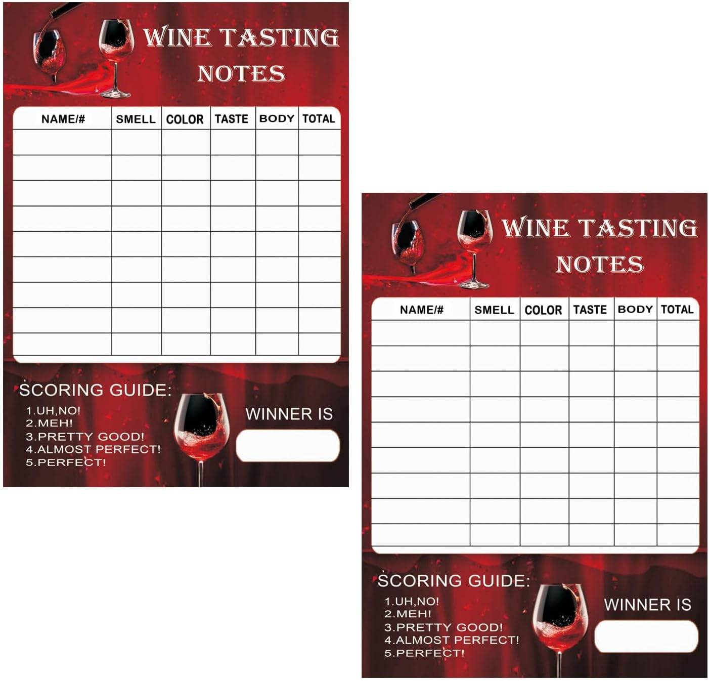 Wine Tasting Scorecard Wine Score Card Rating Sheet 5×7 inch | Wine Tasting Party Supplies Wine Tasting Cards,Wine Scorecard for Single Party,Wind Blind Tasting Party
