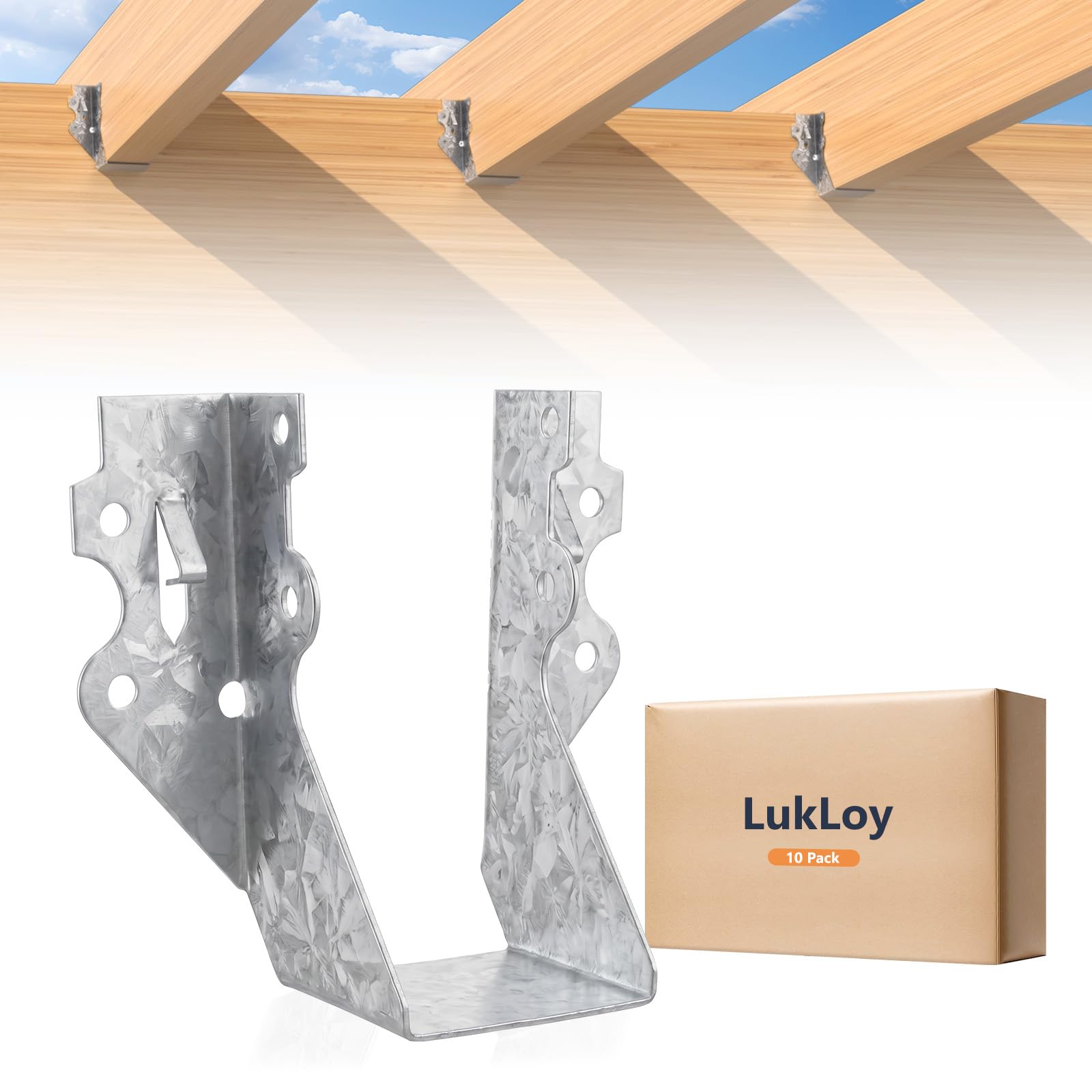 LukLoy 2x4 Joist Hanger 20 Gauge Galvanizing Face Mount Joist Hangers for Wood, 10 Pack