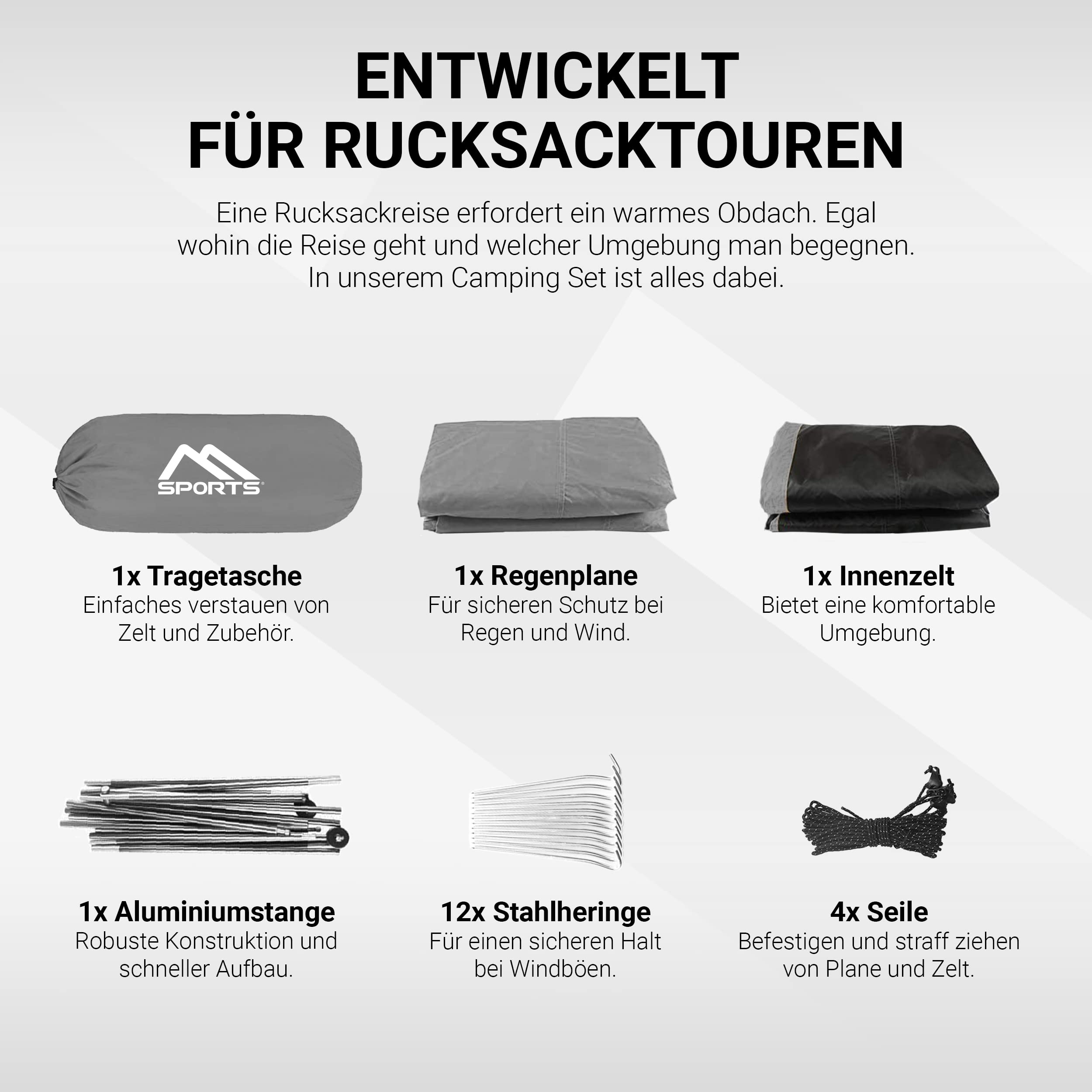 MSPORTS Professionele Campingtent 2- Of 3-Persoons - Ultralichte Koepeltent Waterdicht