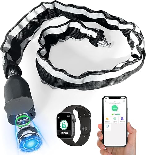 Eseesmart Cerradura de cadena para bicicleta, cerraduras de bicicleta de huellas dactilares, antirrobo, cerraduras de seguridad de 3.28 pies con