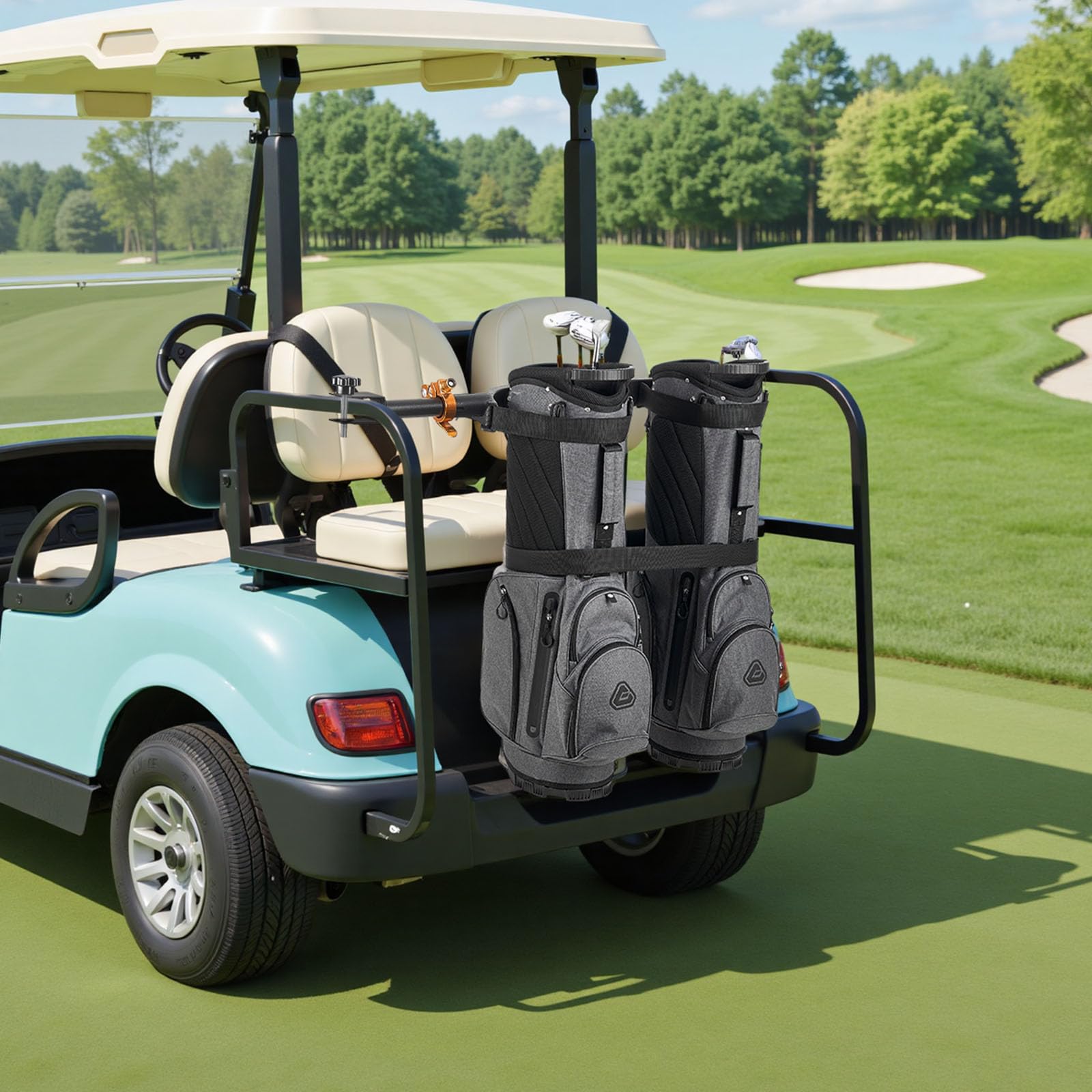 VEVOR Golftaschenhalter (1370 x 195 x 60,5 mm) kompatibel mit den meisten 2+2-Rücksitzen mit 30,48 mm Vierkantrohren, Verstellbarer Schlägerhalter für Rücksitzwagen mit Gurt, kein Bohren erforderlich