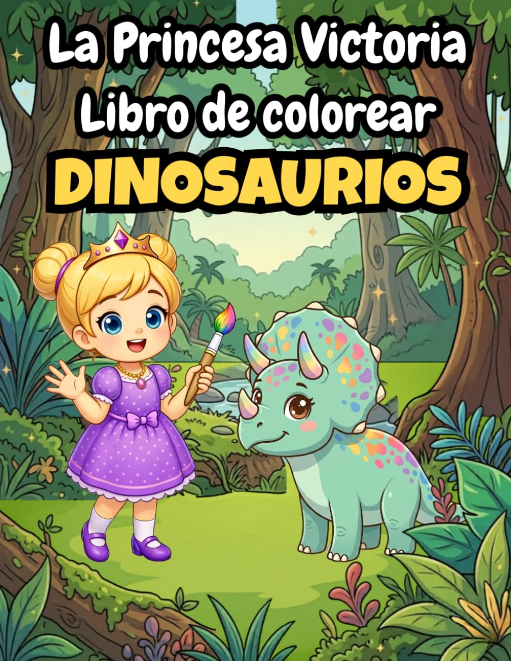 La Princesa Victoria: Libro para colorear de dinosaurios para niñas | 50+ páginas de T-Rex, Triceratops y mundo jurásico (3-8 años) (El Mundo Mágico de Princesas y Príncipes)