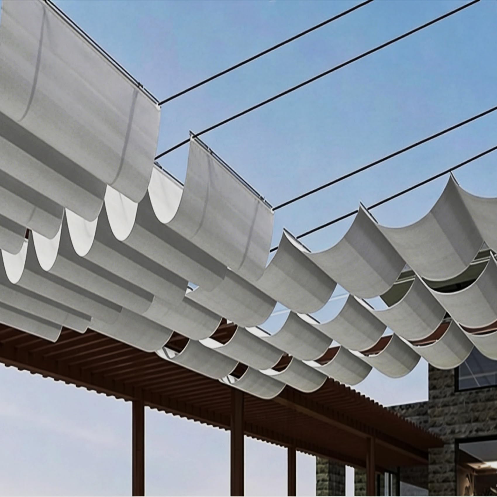 Voile d'ombrage anti-déchirure résistant pluie pour gazebo et pergola en détresse