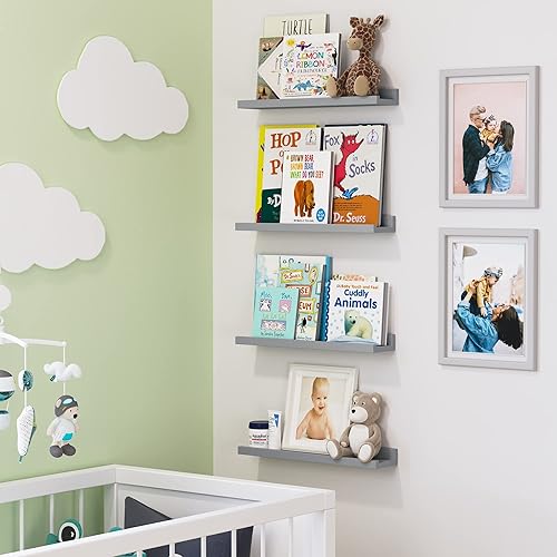 Miniatura 5 de Wallniture Denver Estantes flotantes de 17 pulgadas para pared, estantes flotantes para libros para habitación de niños, estantes de guardería para