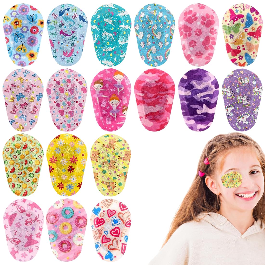 18 Pièces de Pansements Oculaires, Patchs Adhésifs Respirants pour les yeux, Patch Adhésif pour les Yeux pour Enfants Cache Oeil Adhésif en Coton Bloquant la Lumière pour Enfant