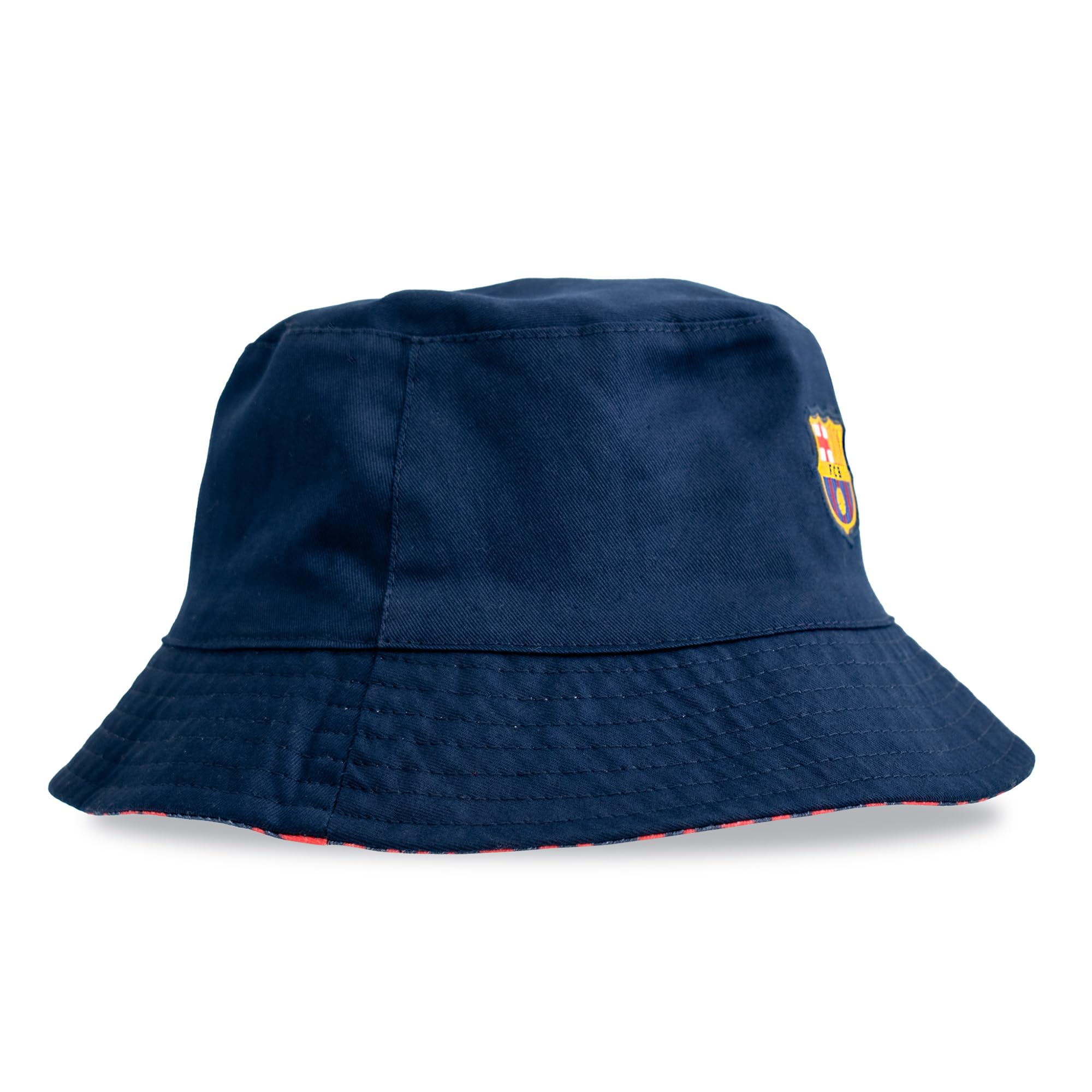 Hy-Pro Oficjalnie licencjonowany dwustronny kapelusz typu bucket Barcelona - męski kapelusz typu bucket z herbem drużyny, wygodny krój unisex 60 cm - stylowe nakrycie głowy na co dzień, granatowy i