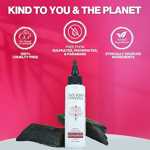 Miniatura 5 de NOURISH MANTRA Cosmic Sutra - Aceite para el cabello, con bondad de vitamina E, aceite de gotu kola y argán, aceite de control de caídas para el