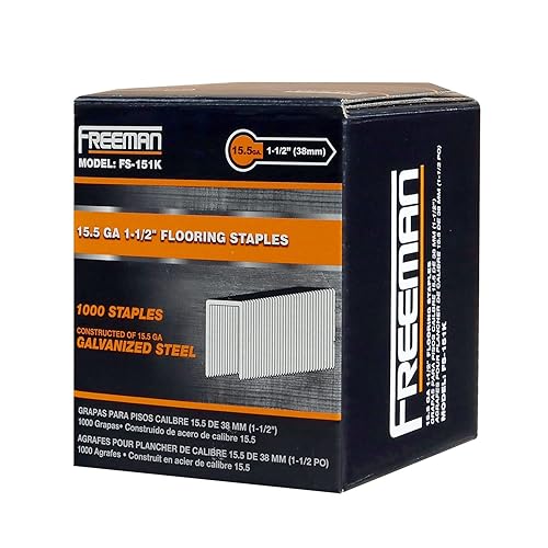 Miniatura 7 de Freeman Grapas para pisos  Calibre 15.5  1-12 pulgadas  Pegamento combinado  Corona de 12 pulgada  1,000 unidades  Piso de madera dura, tablones de