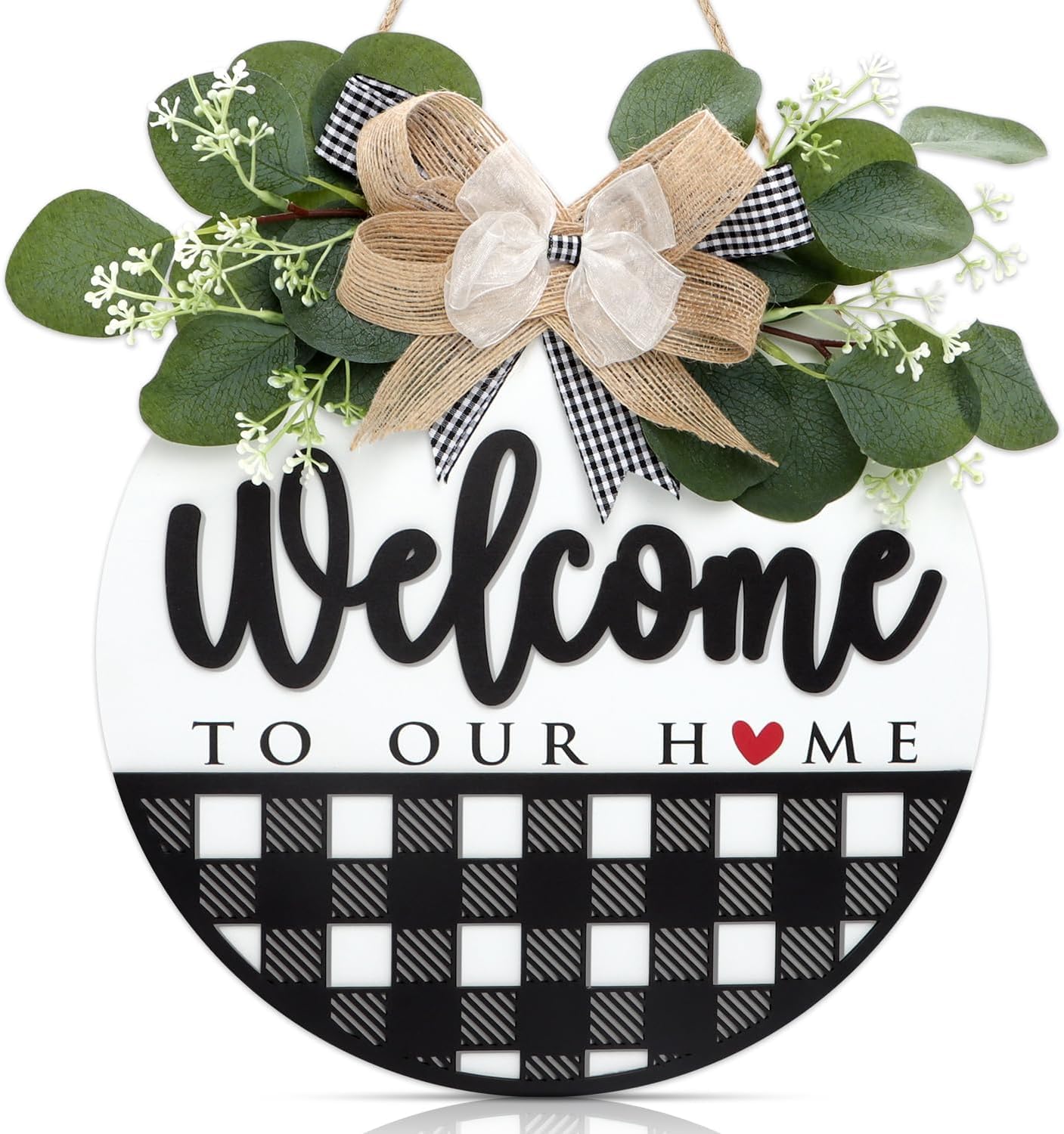 CHDITB Welcome Sign for Front Door,Welcome To Our Home Wooden Hanging Sign,Welcome Wreaths Sign for Farmhouse Porch Decor,Welcome Home Decorations,Front Door Wreaths For Summer