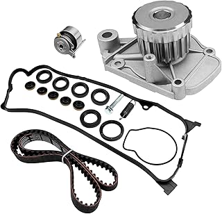 Engine Timing Belt Kit with Water Pump | Compatible with 2001-2005 Honda Civic HX EX LX GX DX 1.7L L4 SOHC 16V Engine | Replaces# TCK312, TBK312