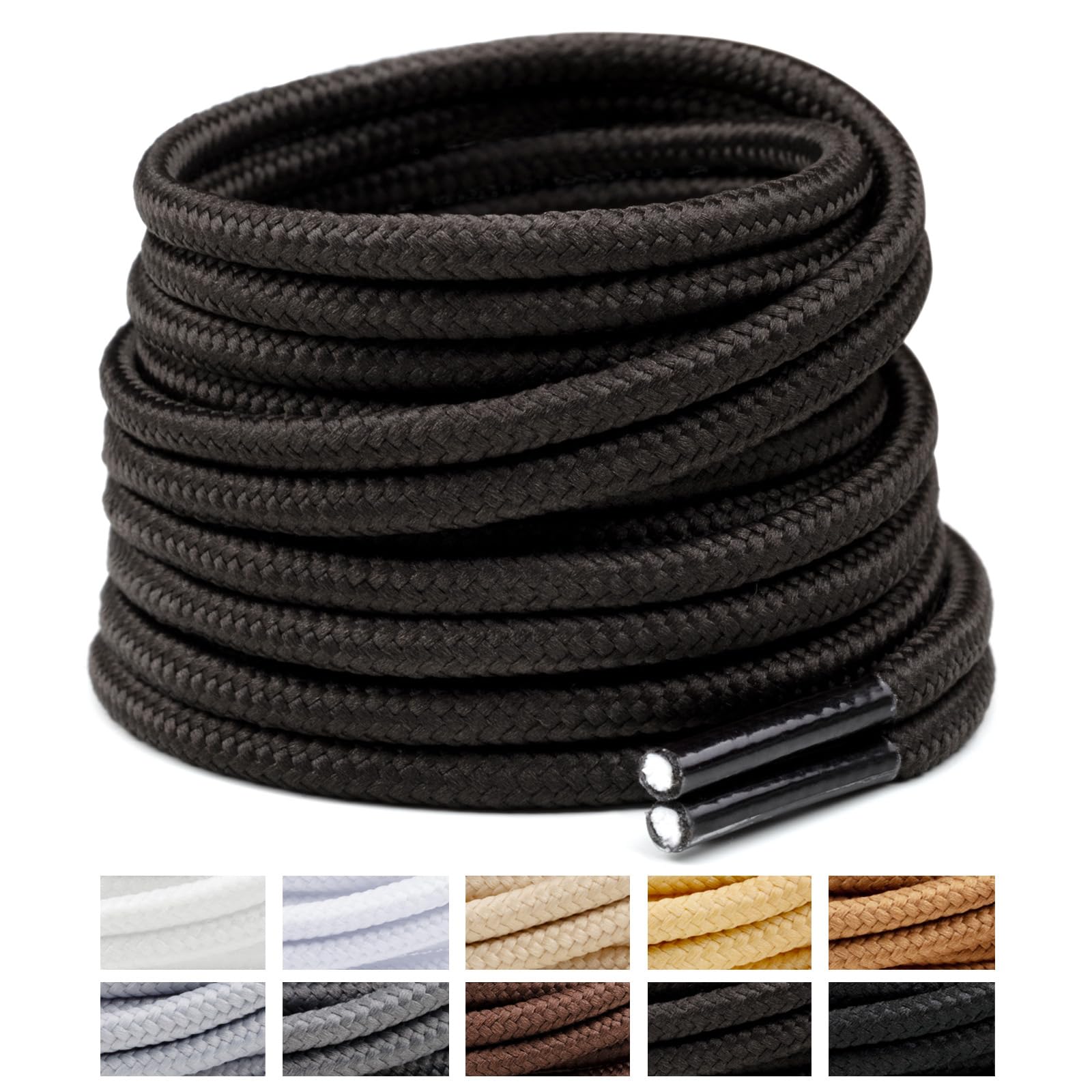 Handshop 2 Pairs Round Boots Shoelaces, Heavy Duty Outdoor Shoe Laces