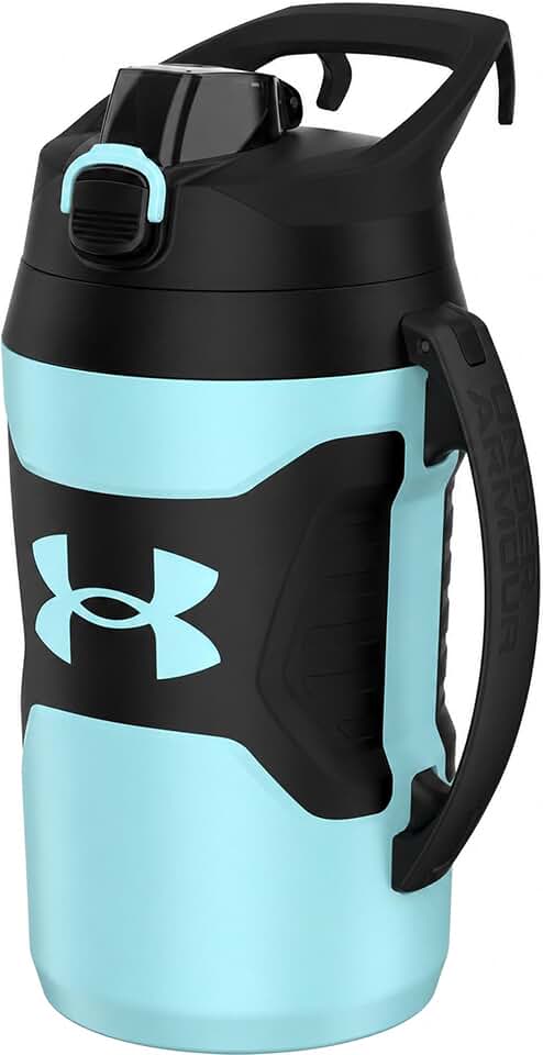 Under Armour Insulated Water Bottle with Handle &amp; Fence Hook, Half Gallon Sports Water Jug, Leak-Resistant &amp; BPA-Free for Baseball, Football &amp; Gym - Breeze Blue/Black, 64oz