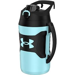 Under Armour Insulated Water Bottle with Handle & Fence Hook, Half Gallon Sports Water Jug, Leak-Resistant & BPA-Free for Baseball, Football & Gym - Breeze Blue/Black, 64oz