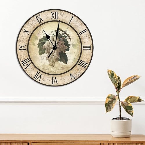 Miniatura 3 de Relojes de pared de madera de vino de uva, relojes antiguos sin marco de 12 pulgadas, silenciosos, sin tictac, funciona con pilas, reloj de pared