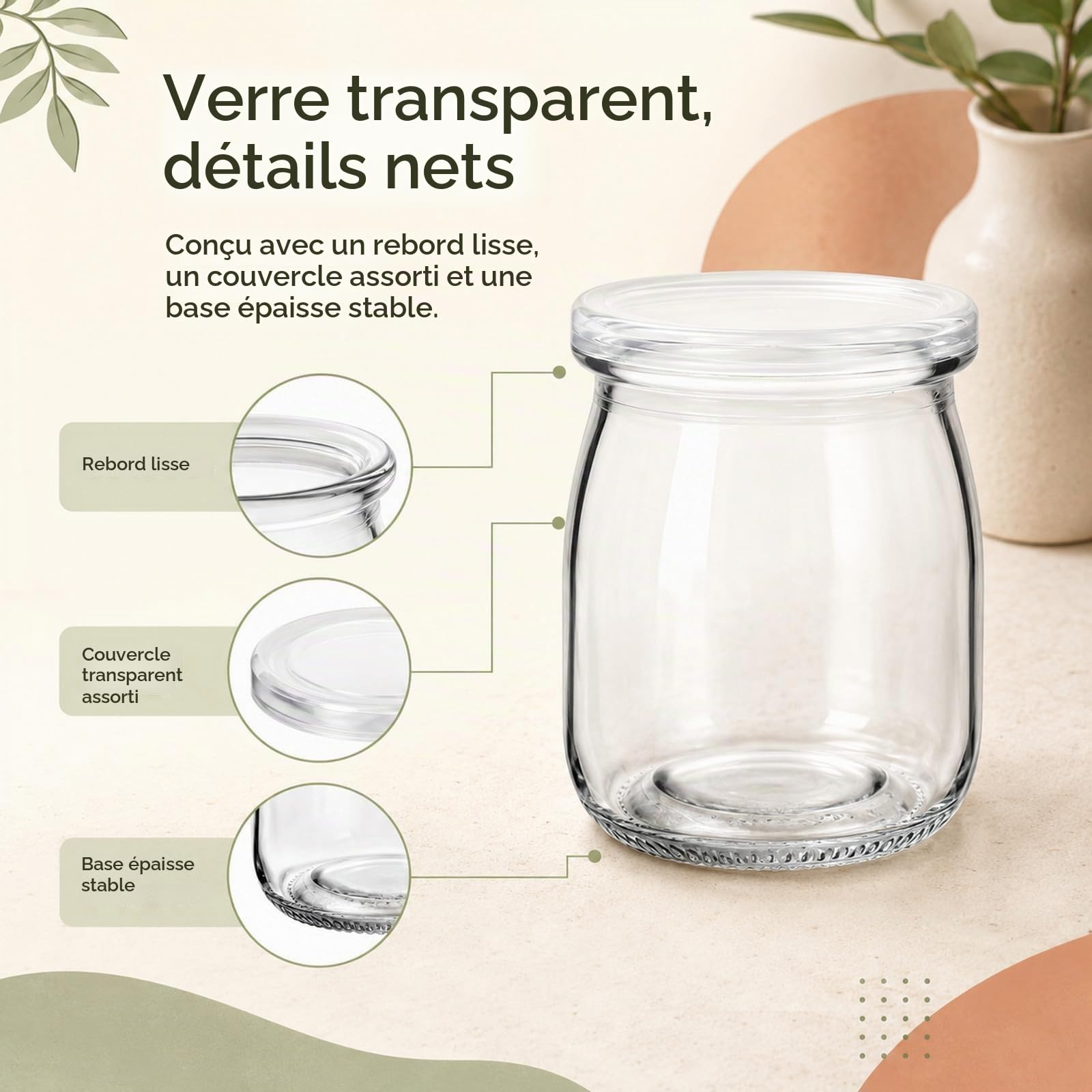 JMIATRY 36 PCS 150 ML Pot de Yaourt en Verre avec Couvercle pour Yaourt Maison, Desserts, Overnight Oats