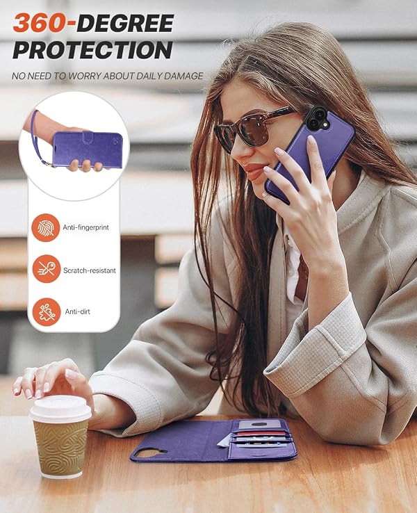OCASE Compatible with iPhone 17 Case Wallet with Card Holders Magnetic Detachable 2 in 1 Flip PU Leather Phone Case Cover Folio RFID Blocking Kickstand for 6.3 Inch iPhone 17-Purple by OCASE - Image 7