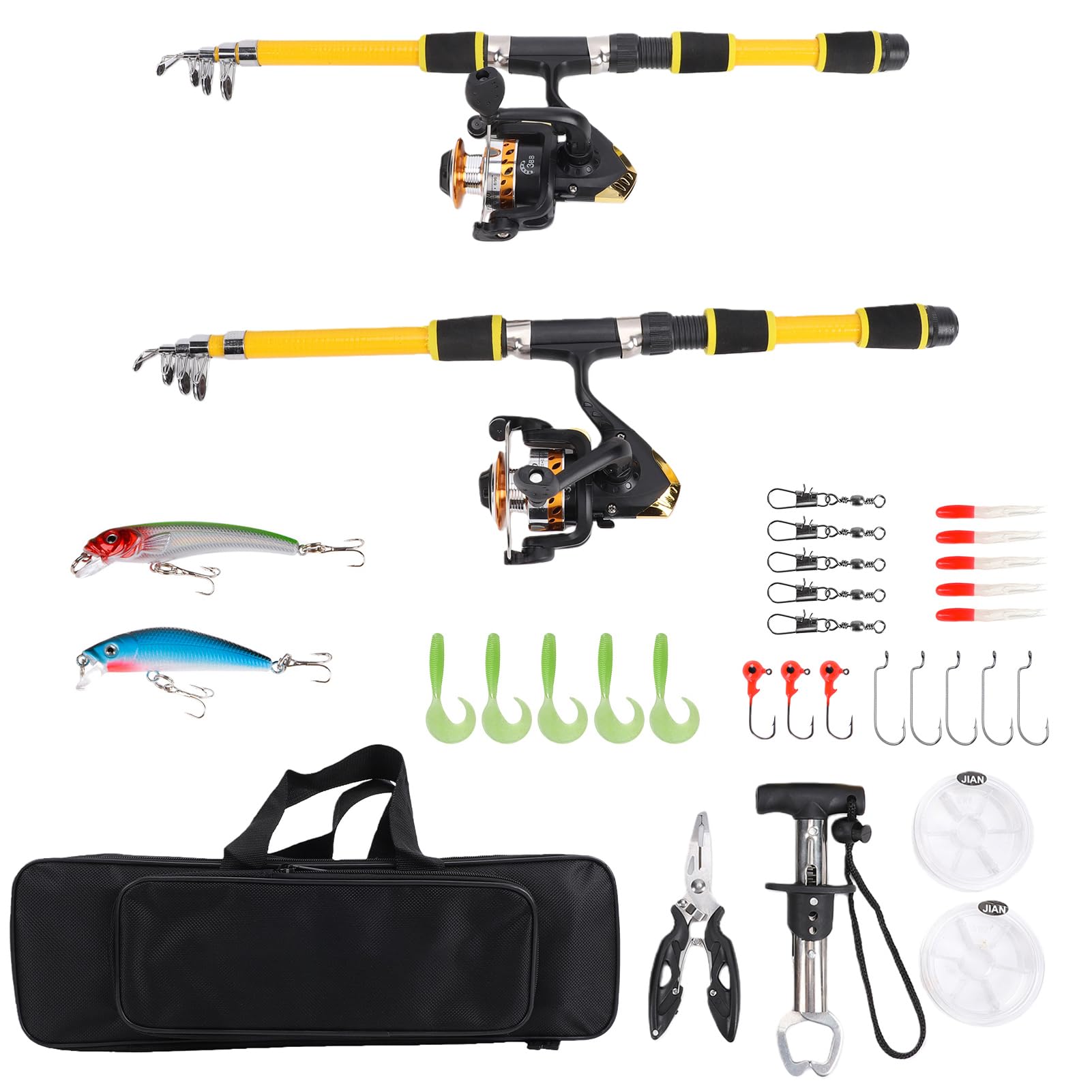 Canna da Pesca Telescopica, Set Combinato di Canne da Pesca, Combinazione Canna e Mulinello, Kit con Mulinelli Spinning, Canne
