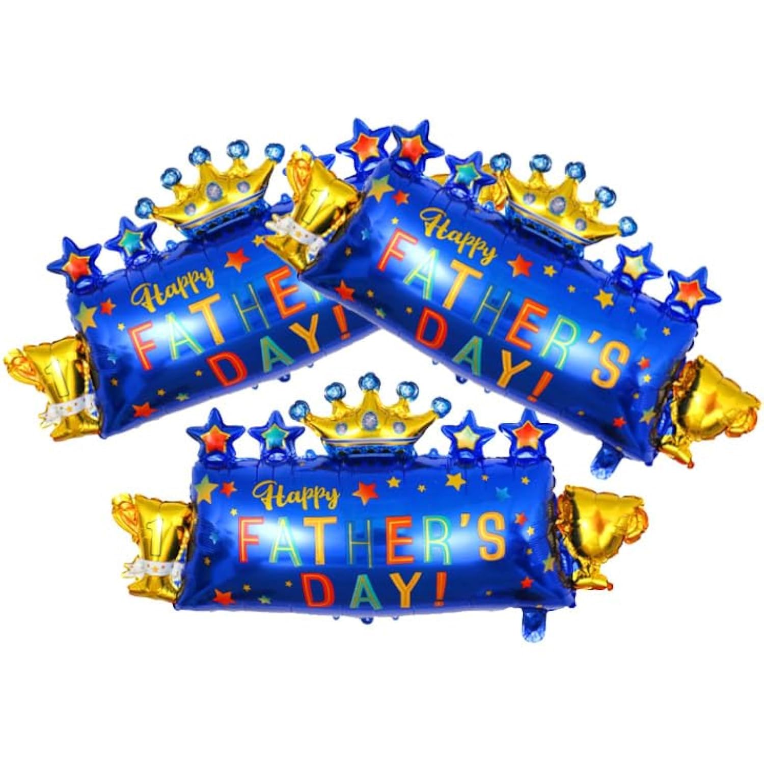 Fathers Trophy Balloons Fathers Foil Balloon Happy Father's Day Balloon Crown Trophy Foil Balloons for Father's Day Themed Party Supplies Decorations