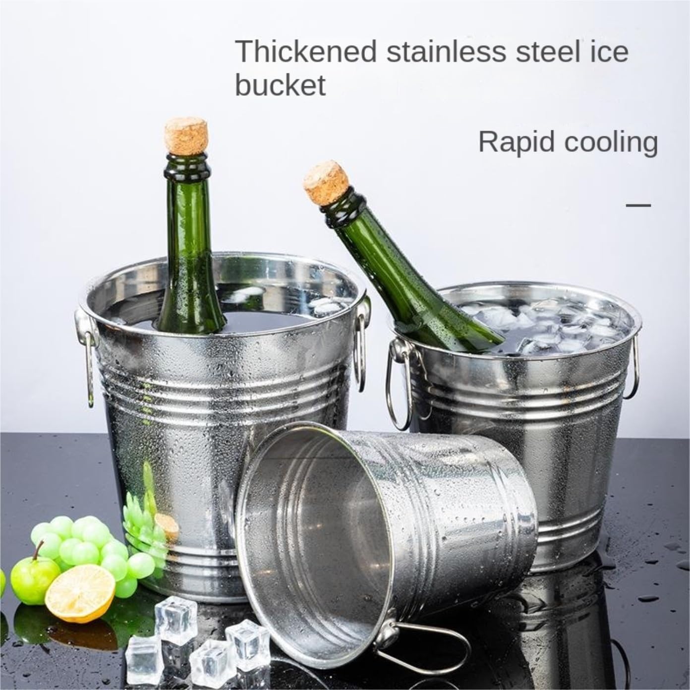 Ice Bucket Stainless Steel Ice Buckets Beverage Tub with Handles Drink Cooler Party Supplies for Parties(6L)