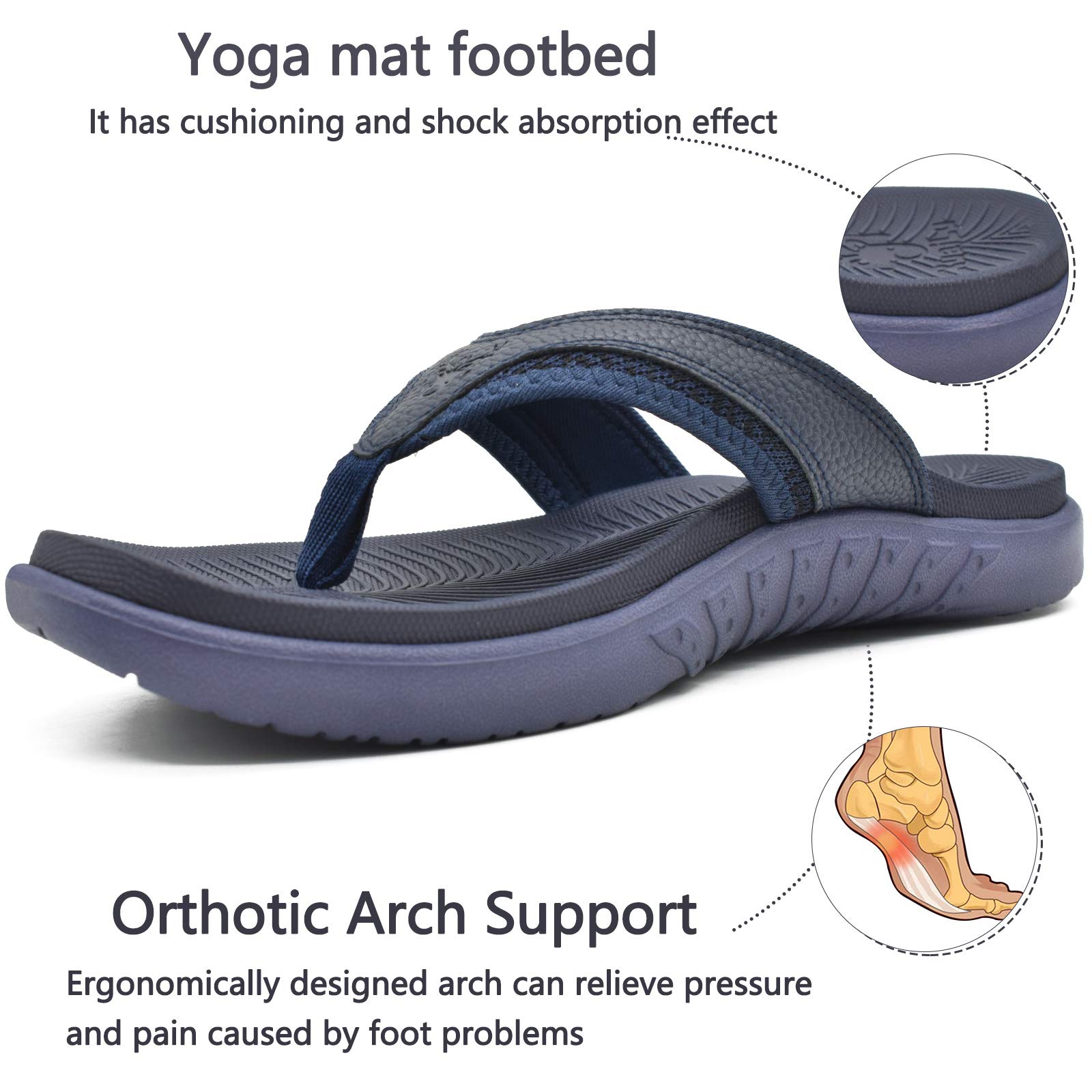 KuaiLu Infradito Uomo con Comode Ortopedichehe Arch Support Spiaggia Piscina Estive Sportivi Sandali Ciabatte Leggere Antiscivolo Gomma Suole 40-49