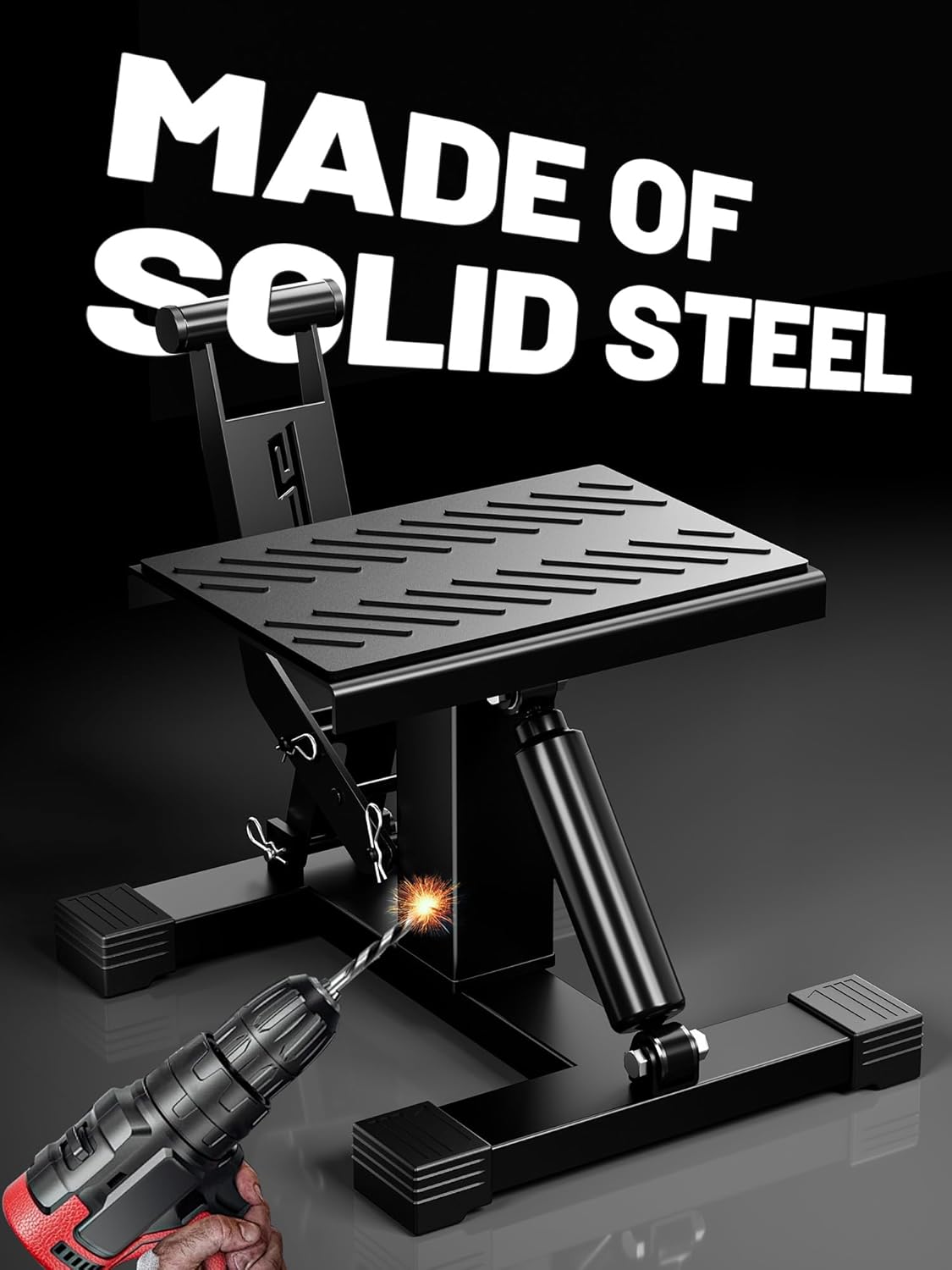 JFG RACING Motorcycle Dirt Bike Stand,1000Lbs Capacity Lift Jack Hoist Table Height Adjustable Lifting Stand Ideal for Dirtbike Pit Bike Repair&Maintainance,Dirt Bike Accessories-Black